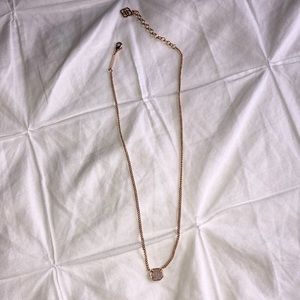 Kendra Scott Pink Drusy and Rose Gold Necklace